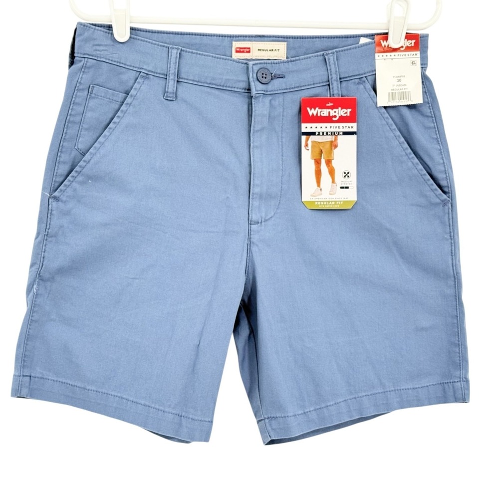 Wrangler Men's Summer Casual Regular Stretch Blue Shorts Sz 30 Inseam 7" NWT